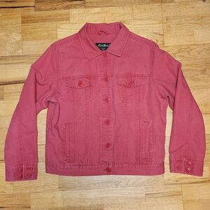 Eddie Bauer Authentic Outdoor Outfitter Pink Button-up Jacket Women L Linen